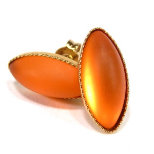 Orange navette stud earrings with handmade glass stones orange matt gold 925 sterling silver real gold-plated handmade in Cologne