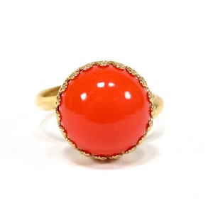Vintage gold orange ring bohemia glass cabochon 13mm 50s style handmade bohemian glass stone 1960s handmade in cologne