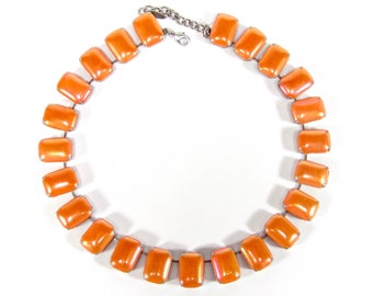 Bright orange summer necklace eye-catcher Orange necklace necklace chain bohemia glass 1970 handmade glass stones handmade in germany