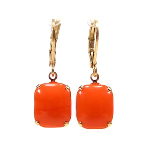 Summery orange gold colored earrings earrings handmade glass 60s vintage orange coral gold made in cologne germany