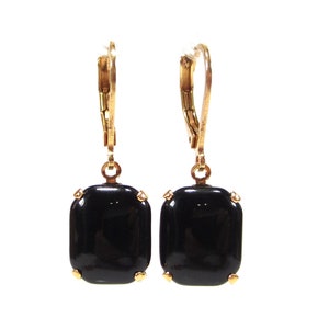 Summery black gold colored earrings earrings handmade glass 60s vintage black gold made in cologne germany