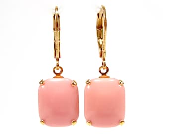Summery pink gold colored earrings earrings handmade glass 60s vintage pink gold made in cologne germany