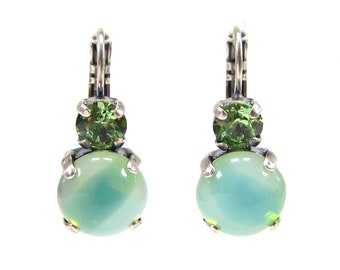 SoHo® earrings leverback dangling crystals peridot bohemia glass 1960 sabrina green handmade in cologne germany
