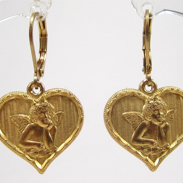 SoHo® earrings brass cherub angel God bless you good luck charm Guardian Angel "Gott schütze dich"