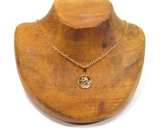 SoHo® necklace brass gold plated Chistophorus lucky charm guardian angel gold anchor chain christopher pendant made in cologne