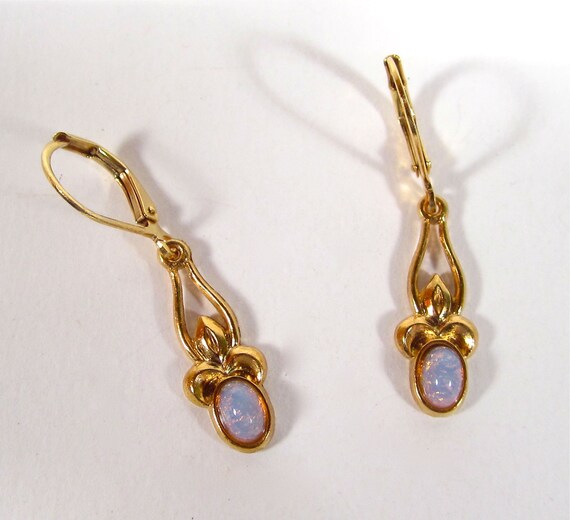 Boucle D'oreille Ancienne En Argent Plaqué Avec Pierre En Verre - Vintage, Occasion Jolie