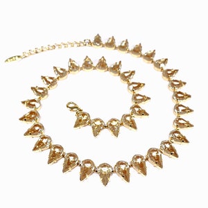 SoHo® Collier Gold Necklace vintage bohemia sapphiret saffarine sapharin light saphiret glass drops Bohemian glass from the 50s