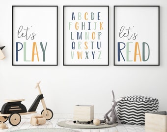 Playroom Prints Set: Kids Wall Art, Alphabet (Digital Files)
