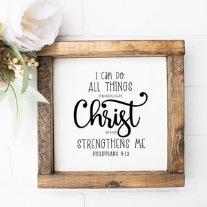 DIGITAL FILE, Philippians 4:13, I Can Do All Things Through Christ, Bible Wall Art, Scripture Wall Art, Christian Printable, Christian Decor