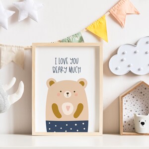 I Love You Beary Much Printable, I Love You Nursery Art, Bear Print ...