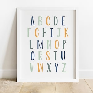 Alphabet Poster, ABC Wall Art, Alphabet Print, Nursery Decor, Kids Room Decor, Playroom Decor, Classroom Print, Homeschool Printable, DEEP23