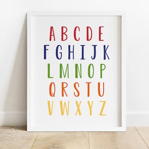 Alphabet Poster, ABC Wall Art, Alphabet Print, Nursery Decor, Nursery Wall Art, Kids Room Decor, Playroom Decor, Classroom Prints