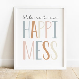 DIGITAL FILE, Welcome to Our Happimess, Playroom Wall Art, Playroom Wall Decor, Kids Room Decor, Kids Poster, Nursery Decor, TASH