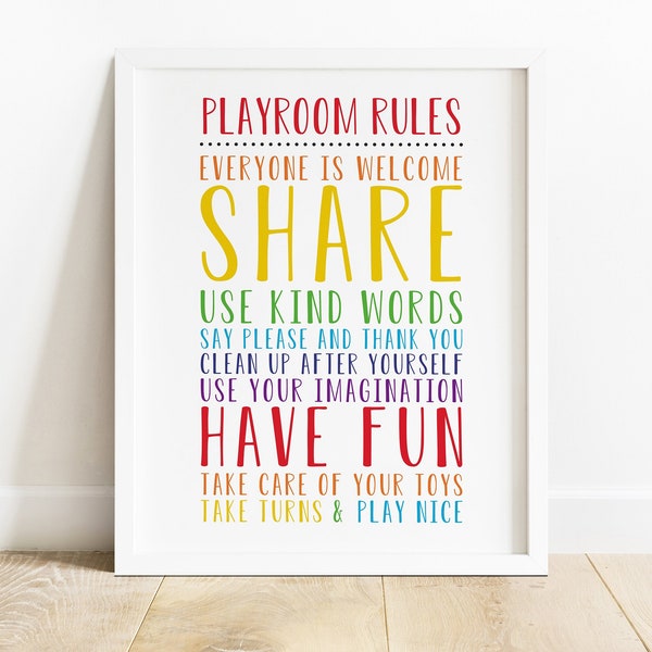 DIGITAL FILE, Playroom Wall Art, Playroom Wall Decor, Playroom Poster, Playroom Decor, Kids Room Decor, Kids Posters, Signs for Kids, RBOW