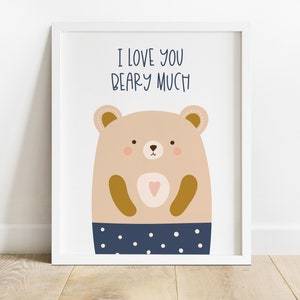 I Love You Beary Much Printable, I Love You Nursery Art, Bear Print ...