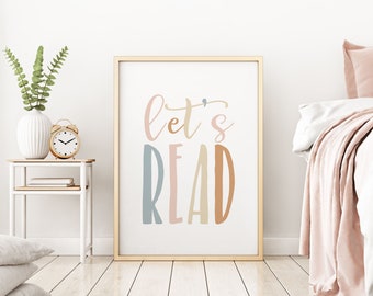 DIGITAL FILE, Let&#39;s Read Wall Decor, Let&#39;s Read Print, Let&#39;s Read Sign, Reading Nook Decor, Reading Corner, Classroom Poster, TASH