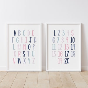Set of 2 Prints Download, Alphabet Print, ABC Poster, 123 Print, Number Poster, Homeschool Decor, Classroom Decor, Playroom Prints, TAYLA