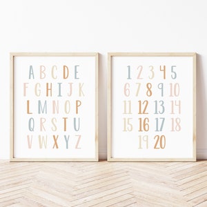 DIGITAL FILES, Alphabet Poster, Alphabet Wall Art, Number Poster, Number Print, Educational Posters, Classroom Decor, Homeschool Room, TASH