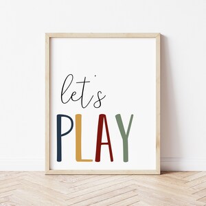 DIGITAL FILE, Let&#39;s Play Print, Let&#39;s Play Sign, Playroom Decor, Playroom Print, Playroom Sign, Kids Room Decor, Wall Art for Kids, CREW