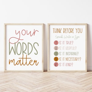 DIGITALE DATEI, Your Words Matter,denken Sie nach, bevor Sie sprechen, Klassenzimmerdekor, Lernposter, Logopädie, Homeschool-Raum, KAYLA