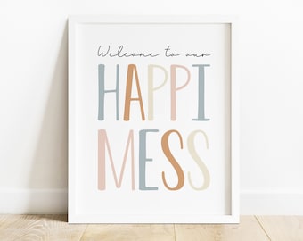 DIGITAL FILE, Welcome to Our Happimess, Playroom Wall Art, Playroom Wall Decor, Kids Room Decor, Kids Poster, Nursery Decor, TASH