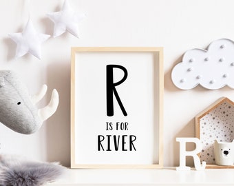 DIGITAL FILES, Name Print, Printable Name Art, Name Wall Decor, Name Wall Art for Nursery, Alphabet and Name Print, Kids Room Decor