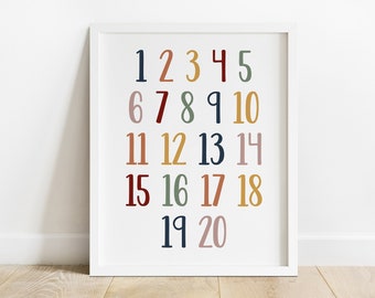 DIGITAL FILE, 123 Poster, Number Poster, Number Wall Art, Playroom Decor, Classroom Prints, Homeschool Decor, Educational Poster, CREW