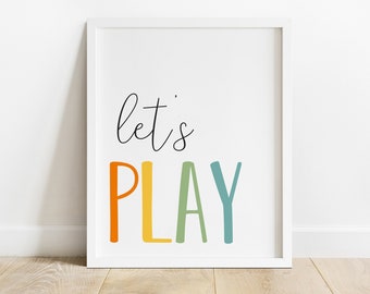 DIGITALE DATEI, Let's Play Print, Let's Play Printable, Let's Play Sign, Spielzimmer Poster, Spielzimmer Dekor, Kinderzimmer Dekor, OLIVER