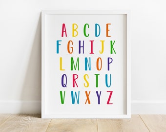 Alphabet Poster, ABC Wall Art, Alphabet Print, Nursery Decor, Kids Room Decor, Playroom Decor, Classroom Print, Homeschool Printable, BOLD