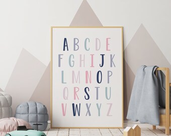 Alphabet Poster, ABC Wall Art, Alphabet Print, Nursery Decor, Kids Room Decor, Playroom Decor, Classroom Print, Homeschool Printable, TAYLA