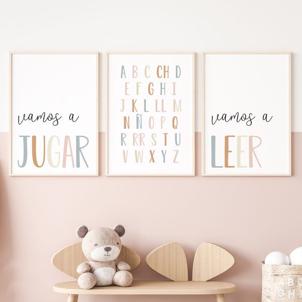 DIGITAL FILES, Spanish, Set of 3 Playroom Prints, Playroom Wall Decor, Playroom Art, Kids Wall Decor, Toddler Room Decor, TASH