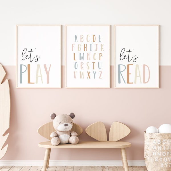 DIGITAL FILES, Set of 3 Playroom Prints, Playroom Wall Decor, Playroom Art, Kids Wall Decor, Toddler Room Decor, Toddler Playroom, TASH