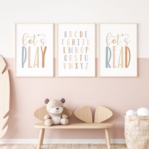 DIGITAL FILES, Set of 3 Playroom Prints, Playroom Wall Decor, Playroom Signs, Kids Playroom, Toddler Wall Decor, Kids Wall Decor, TASH