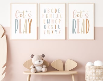 Playroom Prints Set: Kids Wall Art, Alphabet (Digital Files)