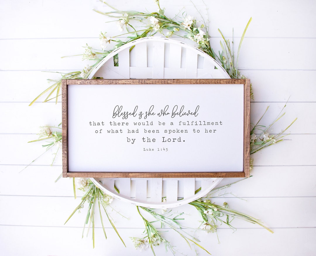 Blessed is She Who Believed, Bible Verse Print, Christian Nursery Print ...