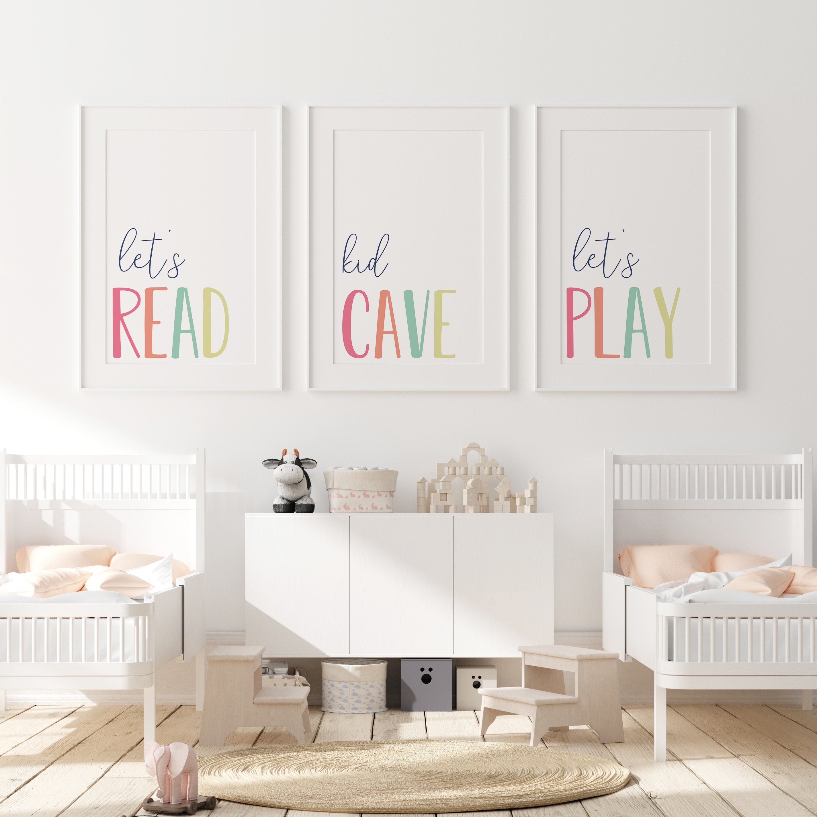 Set of 3 Prints Download Kid Room Printables Let's Play | Etsy