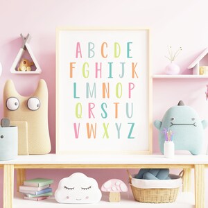 DIGITAL FILE, Alphabet Poster, Alphabet Print Download, Homeschool Room, Classroom Decor, Kids Room Decor, Playroom Decor, FL234