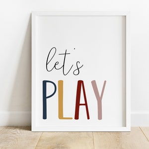 DIGITAL FILE, Let&#39;s Play Print, Let&#39;s Play Sign, Playroom Decor, Playroom Print, Playroom Sign, Kids Room Decor, Wall Art for Kids, CREW