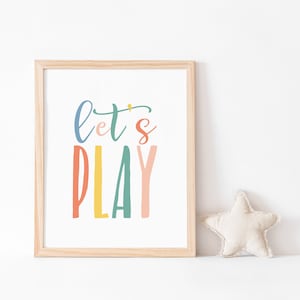 Let&#39;s Play Print, Let&#39;s Play Sign, Let&#39;s Play Download, Playroom Wall Art, Playroom Prints, Playroom Printable, Playroom Decor, Kids Room