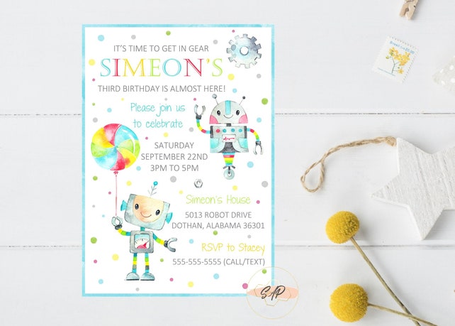 robot birthday invitation robot invitation robot birthday party robot invitation