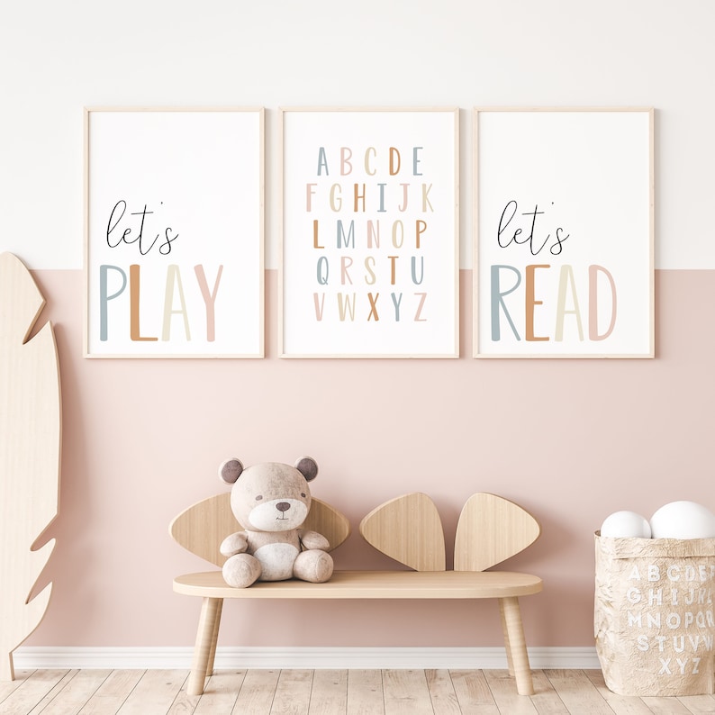 DIGITAL FILES, Set of 3 Playroom Prints, Playroom Wall Decor, Playroom Art, Kids Wall Decor, Toddler Room Decor, Toddler Playroom, TASH image 1