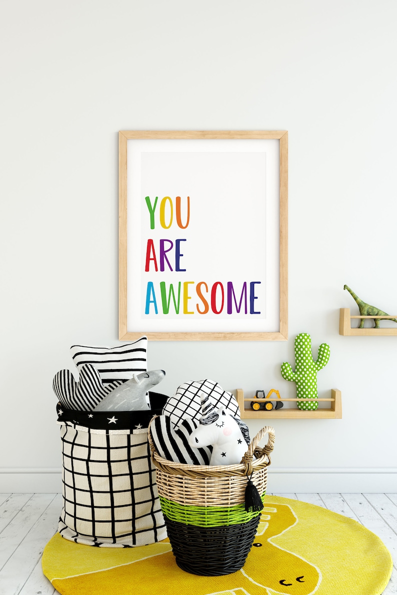 DIGITAL FILE You Are Awesome Sign Quotes for Kids Playroom Etsy