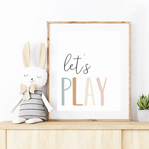 DIGITAL FILE, Let's Play, Playroom Wall Decor, Playroom Sign, Playroom Print, Playroom Art, Kids Playroom, Toddler Playroom, TASH