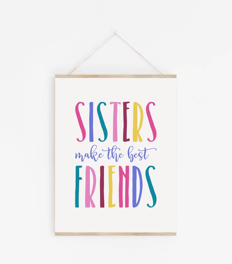 DIGITAL FILES, Set of 2 Prints, Girls Room Decor, Sisters Wall Art, Sisters Wall Quote, Playroom Print, Kids Room Decor, Nursery Print, AVA image 4