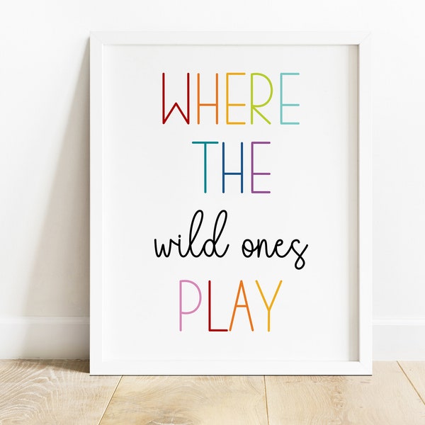 DIGITAL FILE, Where The Wild Ones Play, Playroom Wall Art, Playroom Wall Decor, Playroom Decor, Preschool Decor, Daycare Printable, CARIN