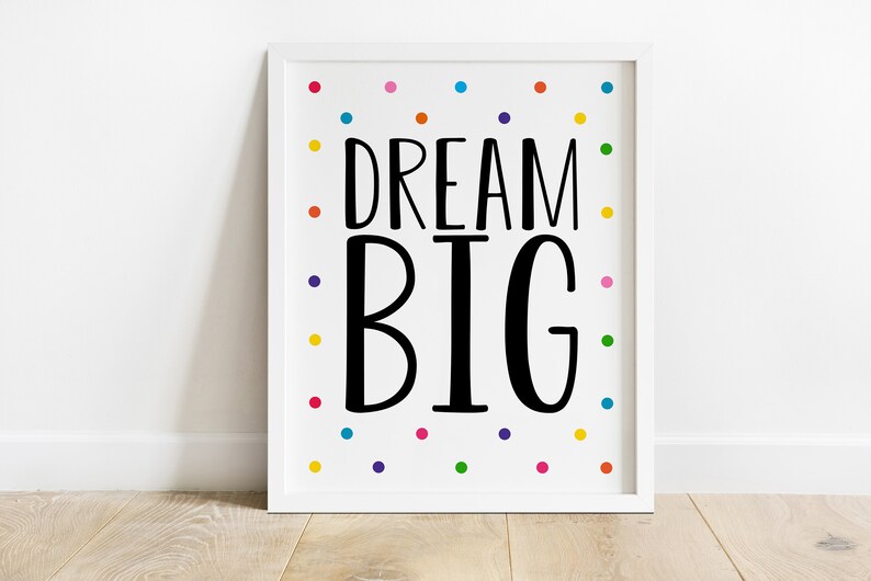 Dream Big Printable Nursery Prints Kid Decor Toddler Room - Etsy