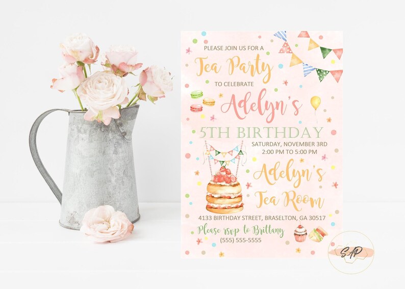 Tea Party Birthday Invitation Tea Party Invitation Girl Etsy