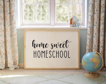 „Home Sweet Homeschool“-Schild | Moderne Landhaus-Lernraumdekoration (Digitaler Download)