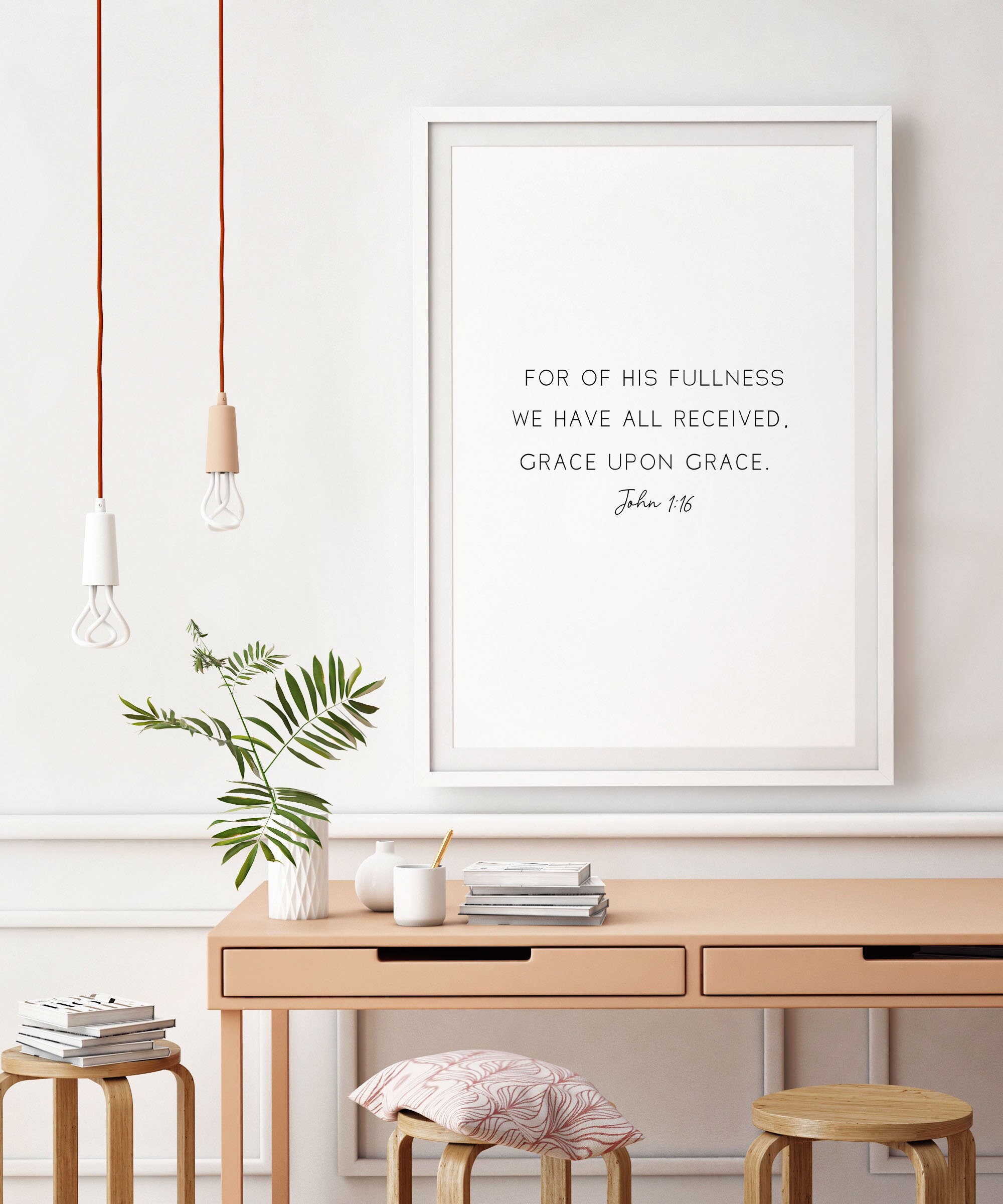 Grace Upon Grace Wall Art Modern Bible Verse Wall Art Bible Etsy