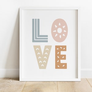 DIGITAL FILE, Love Print Wall Art, Love Printable, Nursery Print, Nursery Wall Decor, Nursery Wall Art, Girls Room Decor, TASH